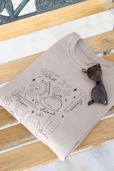 KİŞİSELLEŞTİRİLEBİLİR ENGINEER DOODLES SWEATSHIRT - VİZON/FÜME